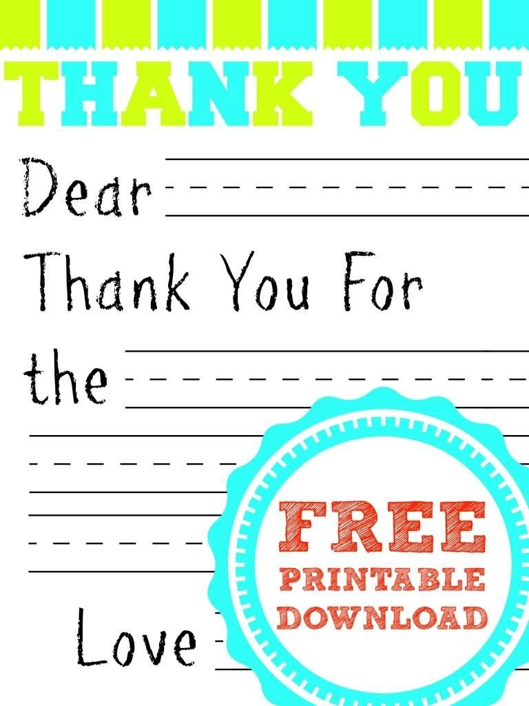 Free Printable Thank You Card | Kids Thank You Note Templates - Free Printable Thank You Cards For Soldiers