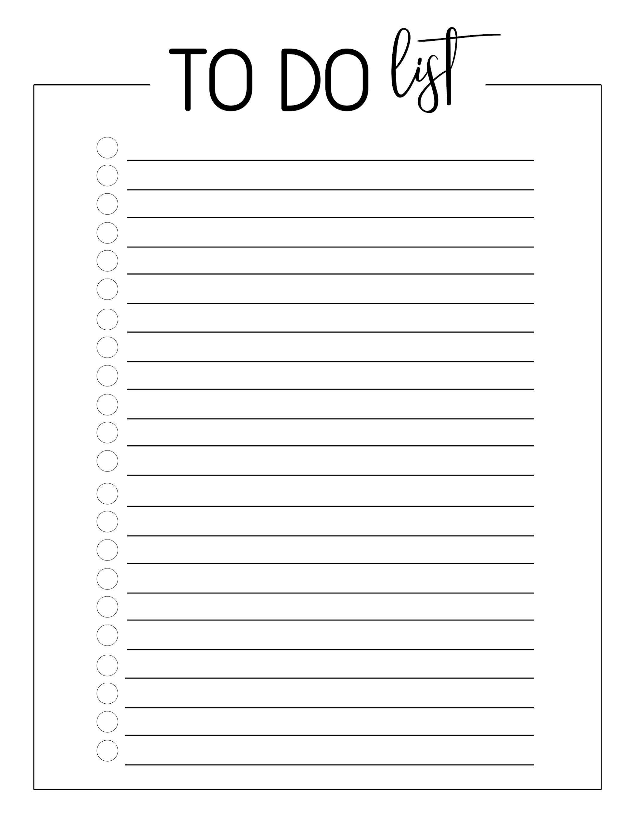 Free Printable To Do Checklist Template - Paper Trail Design - Free Printable List