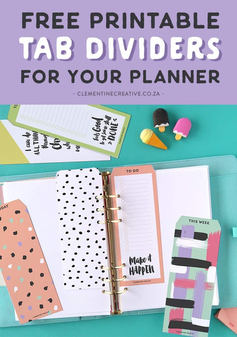 Free Printable Top Tab Dividers For Planners, Diaries And Agendas - Free Printable Tabs For Binders