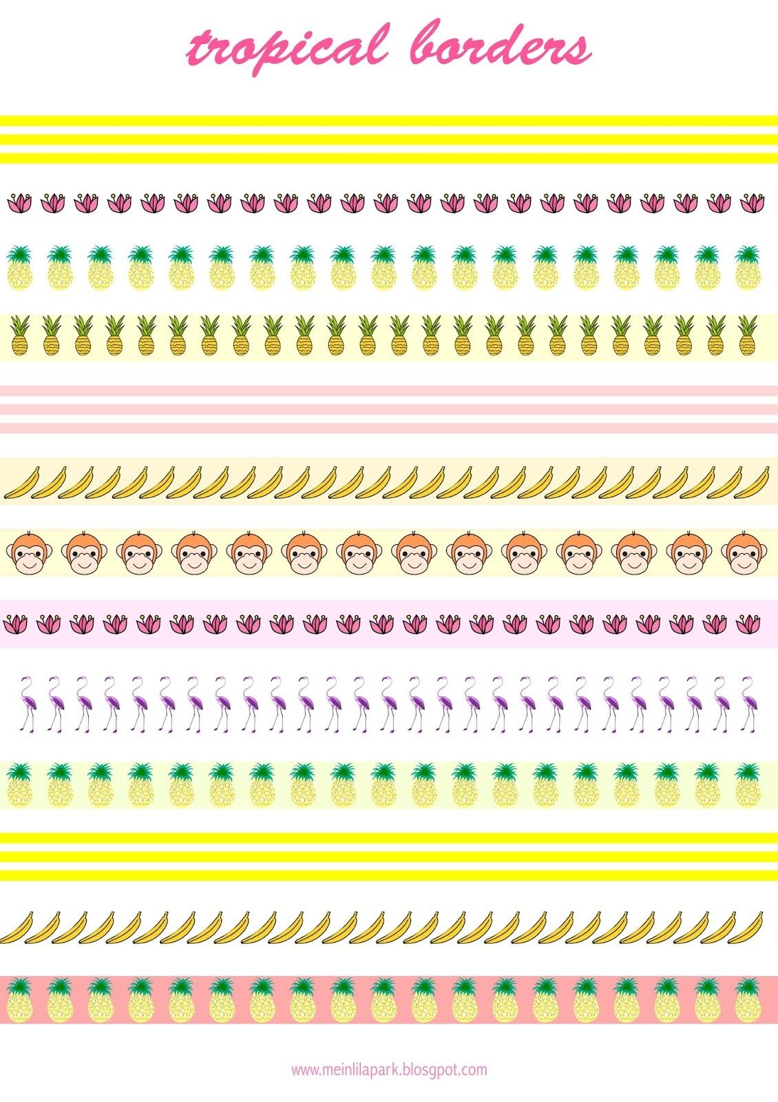 Free Printable Tropical Borders - Planner Stickers - Freebie - Free Printable Borders For Scrapbooking