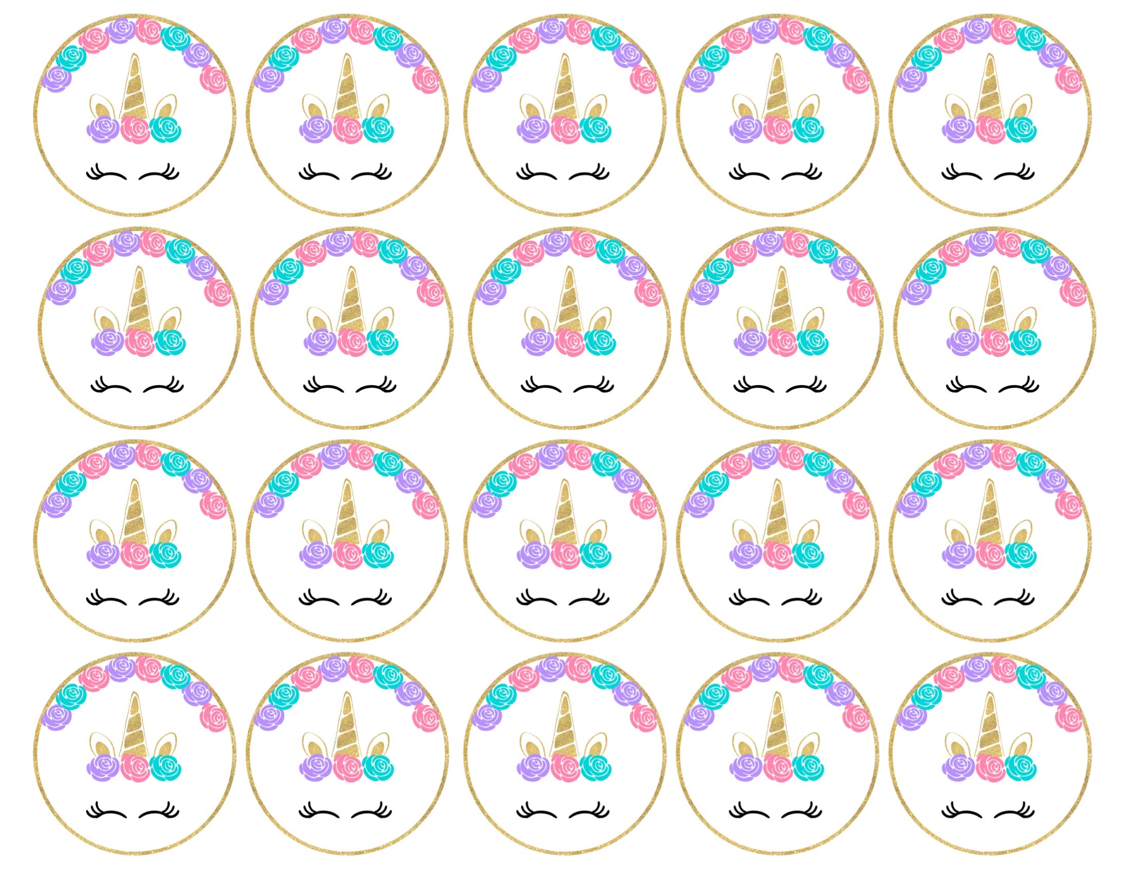 Free Printable Unicorn Cupcake Toppers - Paper Trail Design - Free Printable Unicorn Cupcake Toppers