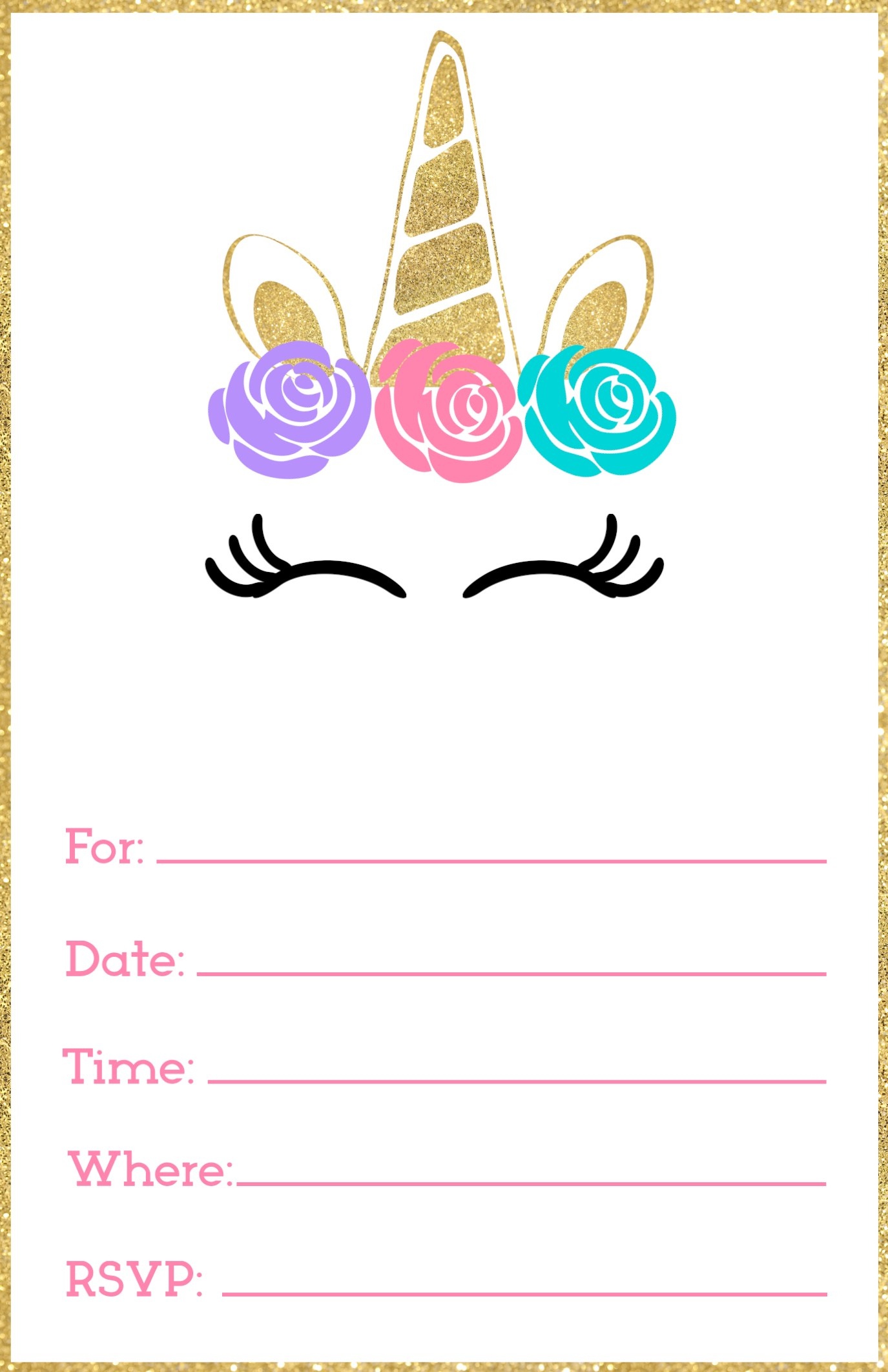 Free Printable Unicorn Invitations Template - Paper Trail Design - Free Printable Birthday Invitations With Pictures