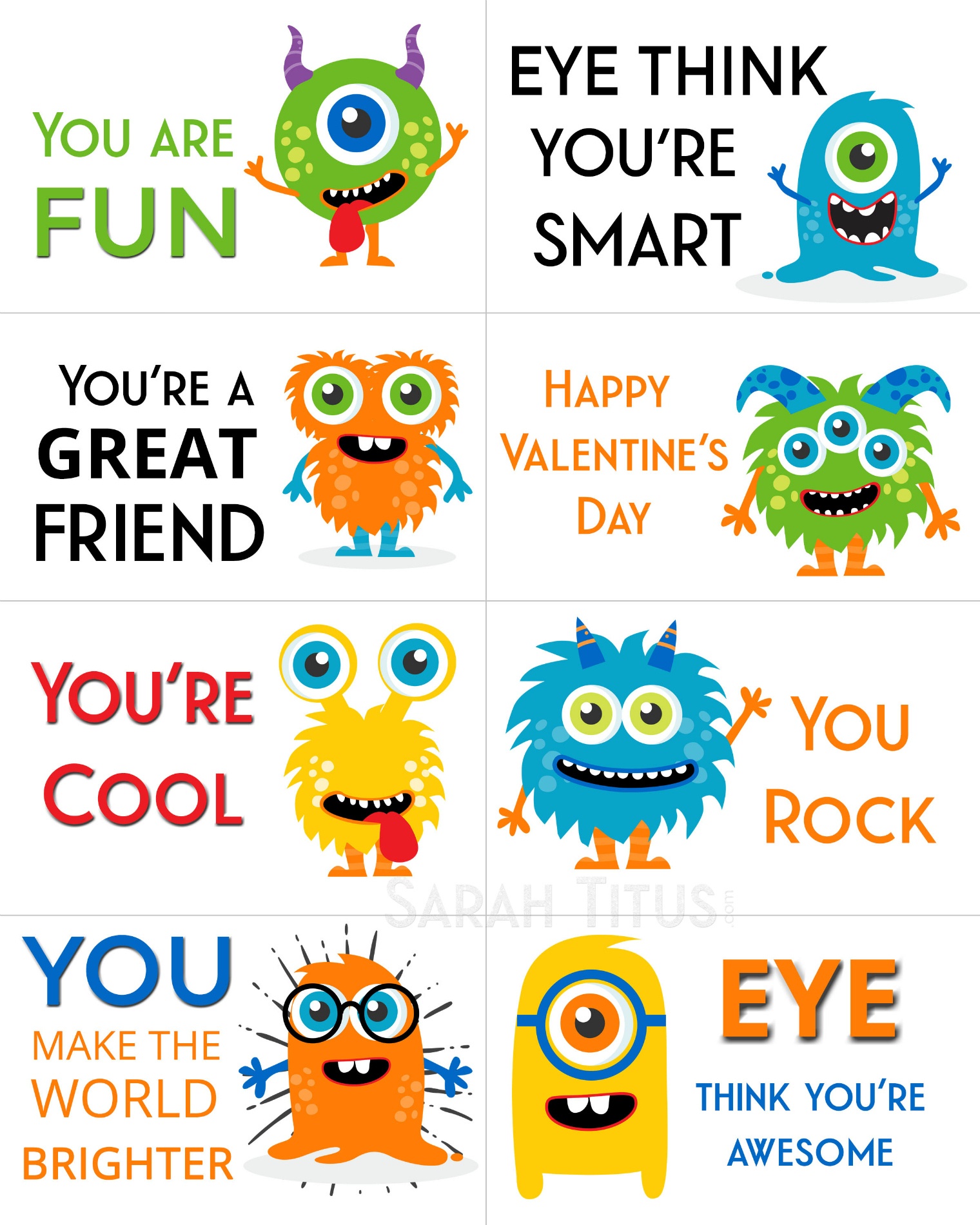 Free Printable Valentine Cards - Sarah Titus - Free Printable Valentine Cards For Preschoolers