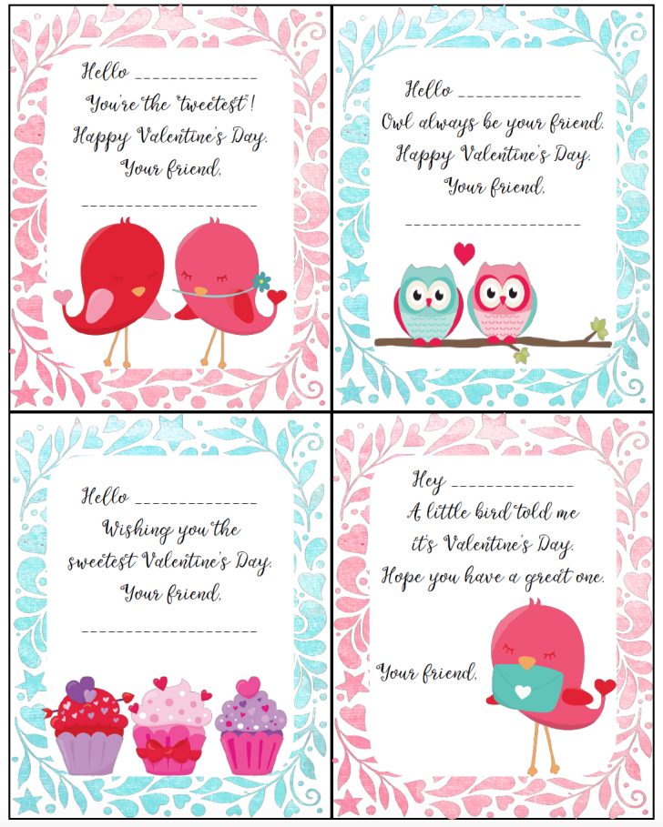 Free Printable Childrens Valentines Day Cards