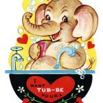Free Printable Vintage Kids Valentine Elephant In Tub | Holidays   Free Printable Vintage Valentine Pictures