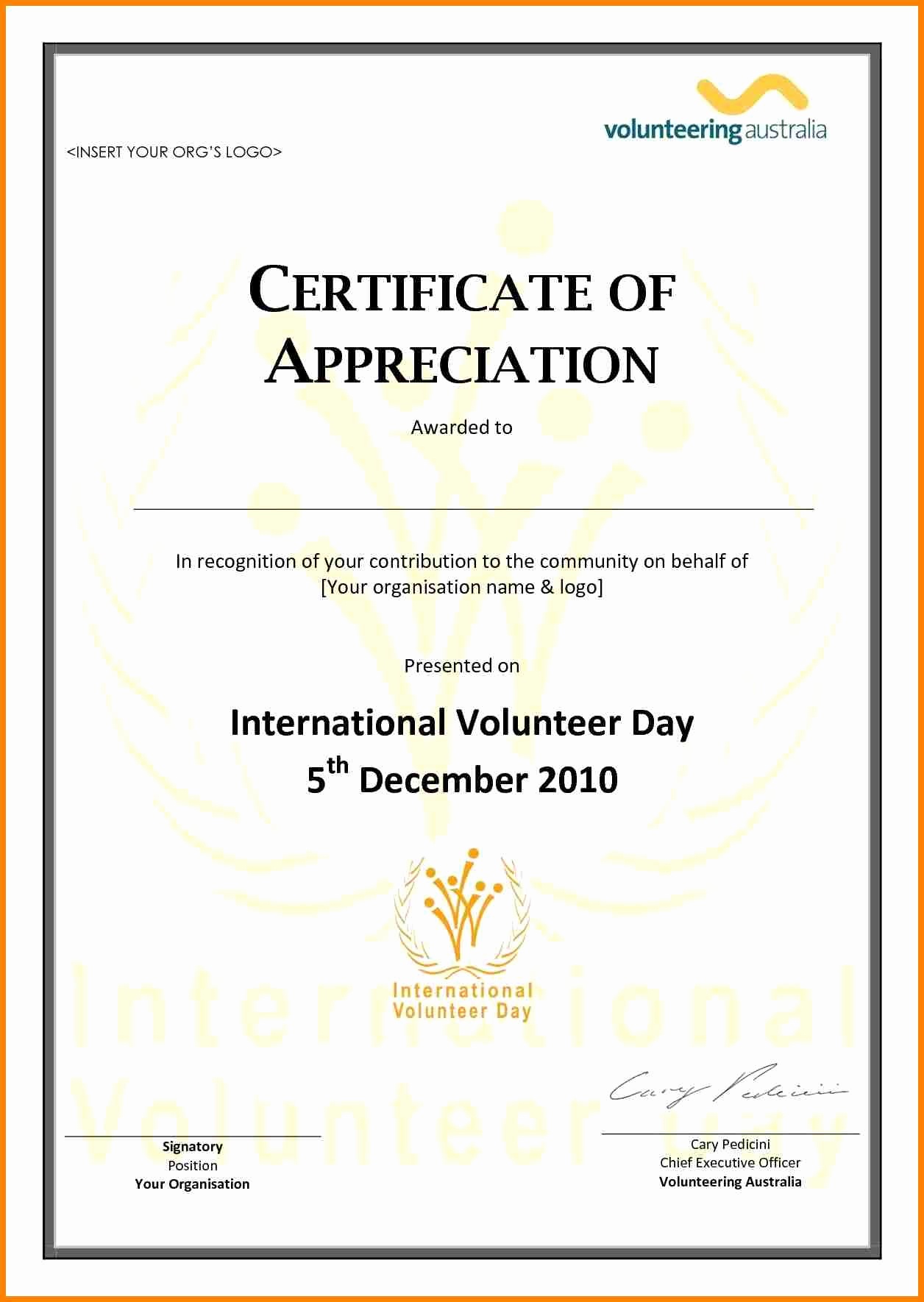 Free Printable Volunteer Certificates Of Appreciation Free Printable