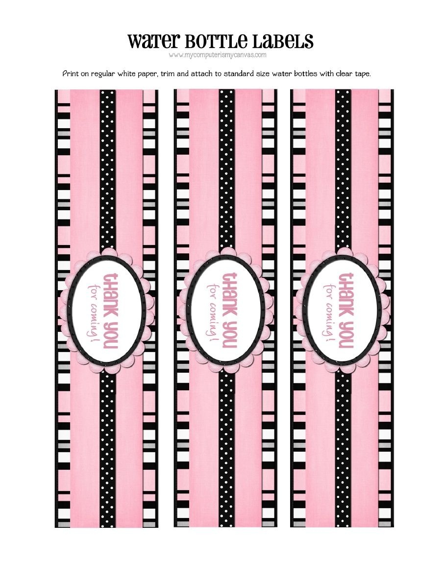 Free Printable Water Bottle Labels | Printables | Pink Water - Free Printable Labels For Bottles