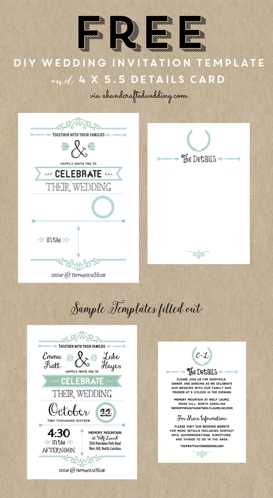 Free Printable Wedding Invitation Template | Wedding | Free Wedding - Free Printable Wedding Invitations With Photo