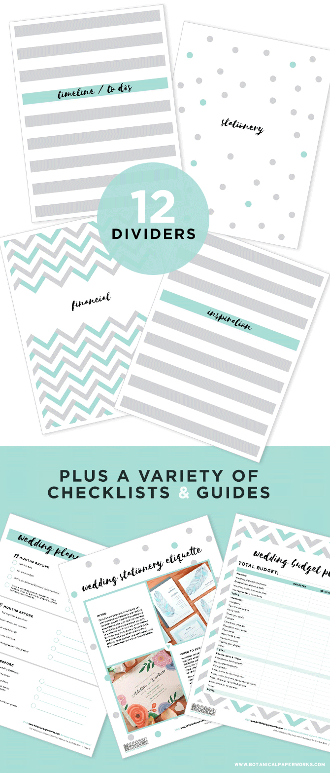 Free Printable Wedding Planning Binder | Blog | Botanical Paperworks - Free Printable Wedding Binder Templates