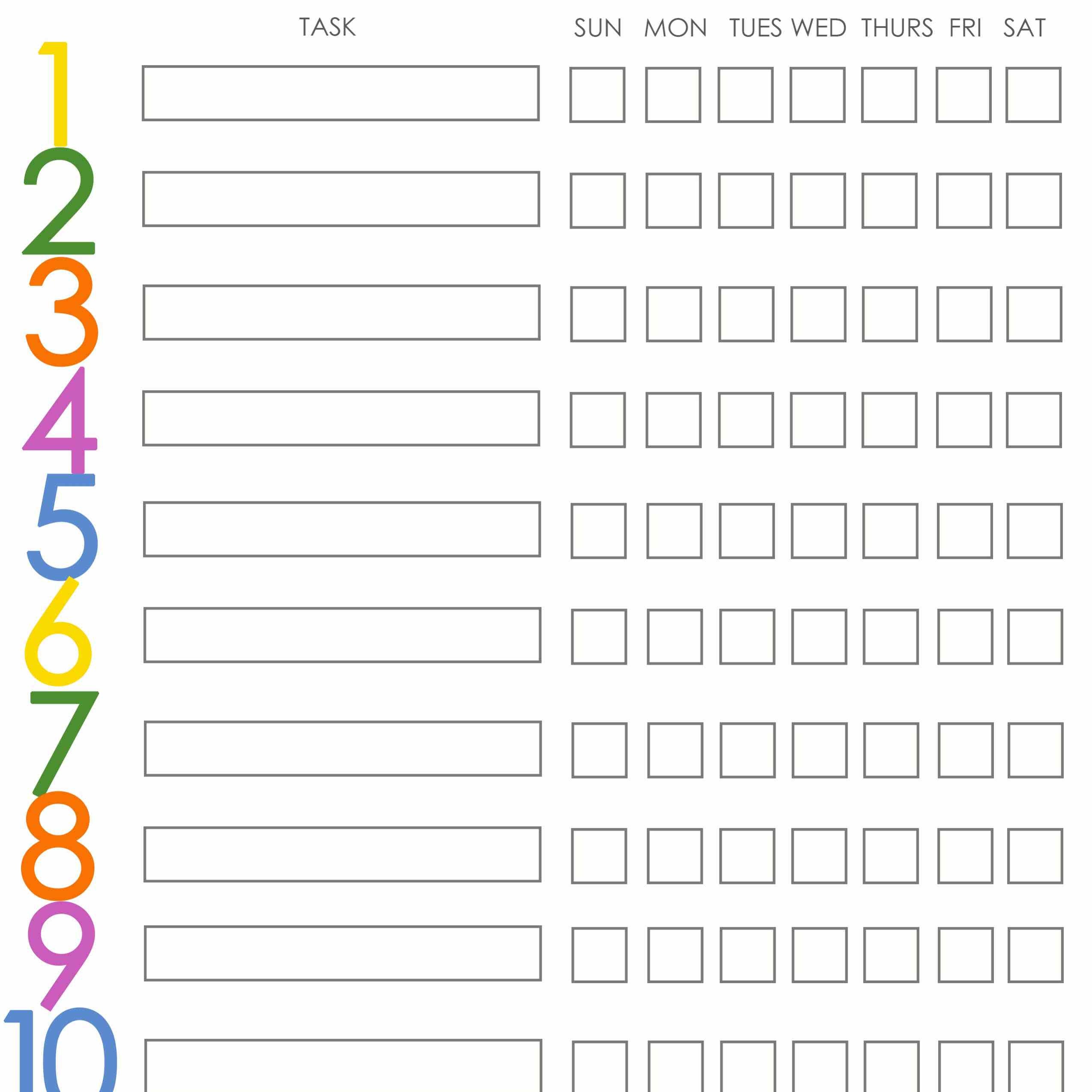 Free Printable Weekly Chore Charts - Free Printable Charts And Lists