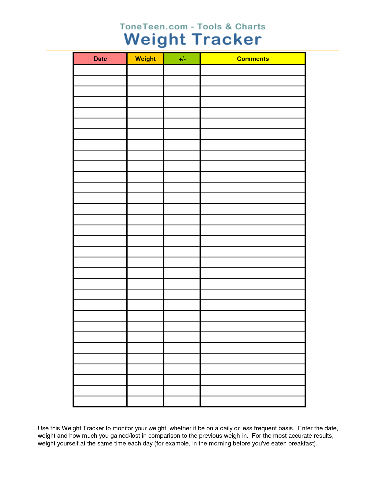 Free Printable Weight Tracker Chart … | Bullet Journal | Terve… - Free Printable Weight Loss Graph Chart