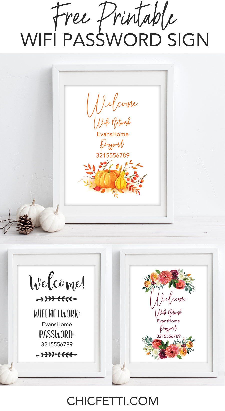 Free Printable Wifi Password Signs For Thanksgiving | Free - Free Printable Wifi Sign