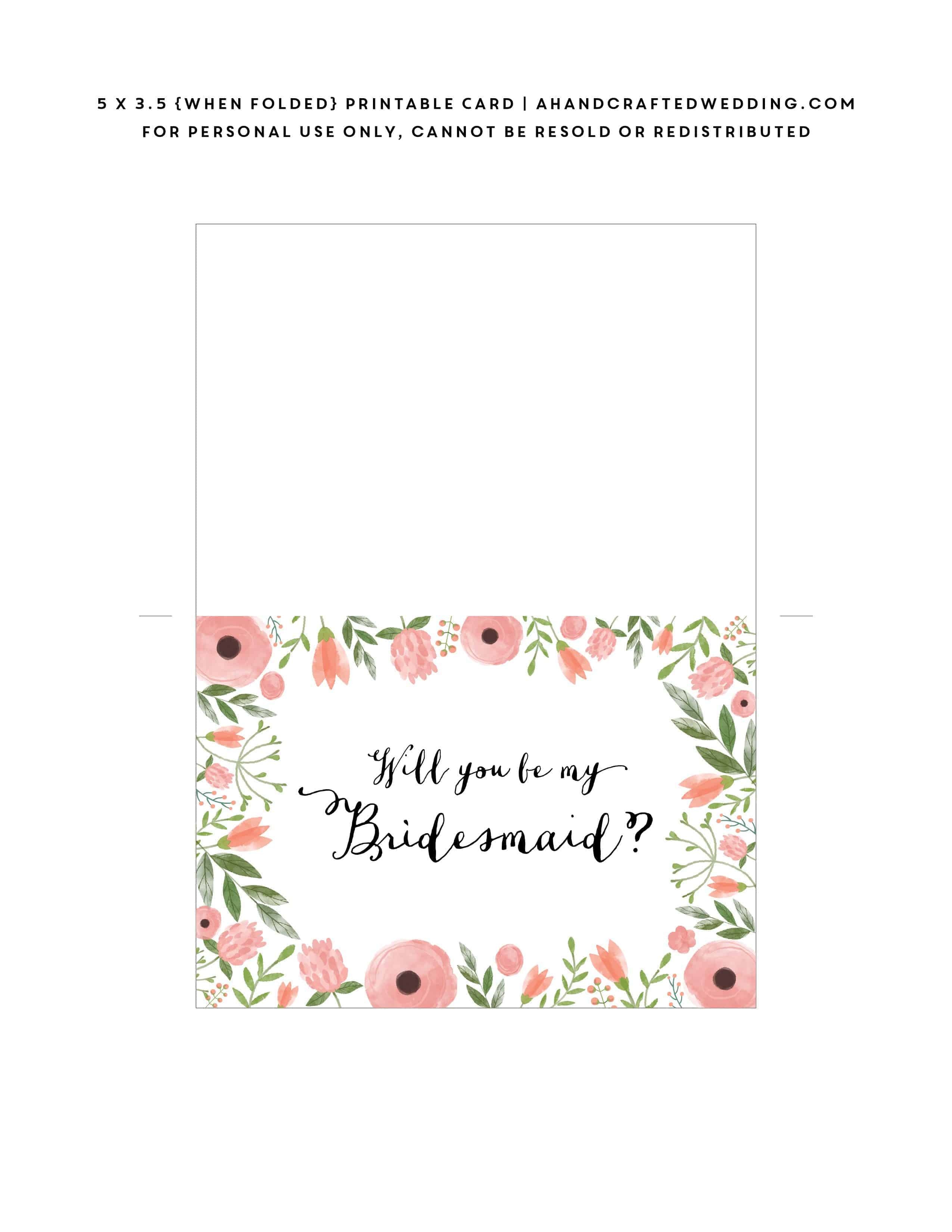 Free Printable Will You Be My Bridesmaid Card | Mountain Modern Life - Free Printable Will You Be My Maid Of Honor Card