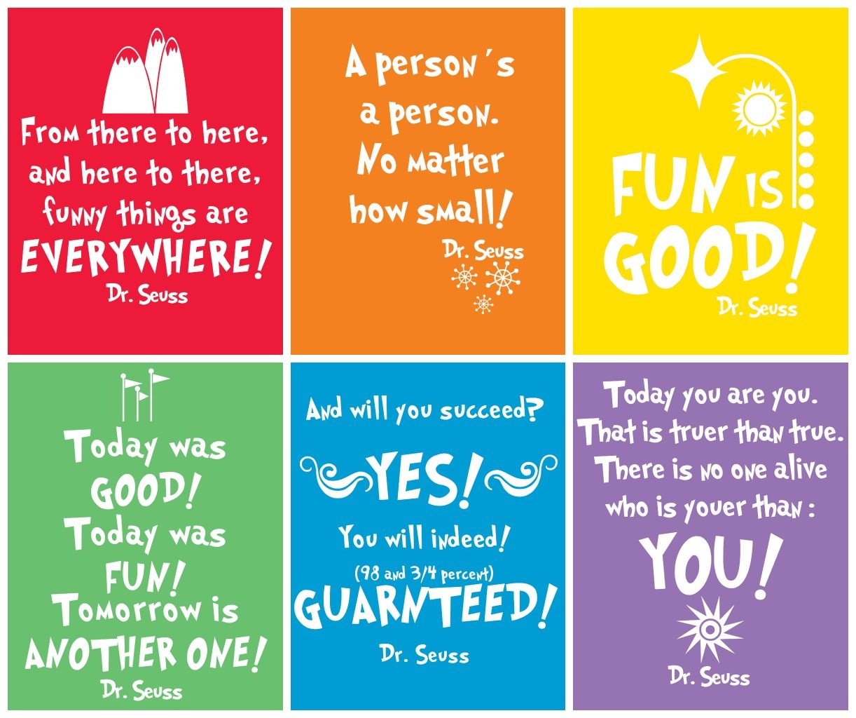 Free Prints} Dr Seuss | Craft Ideas | Dr Seuss Birthday, Dr Seuss Week - Free Printable Dr Seuss Quotes