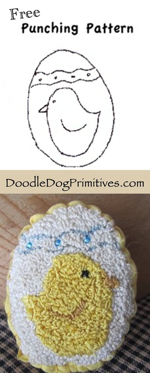 Free Punch Needle Pattern ~ Chick Pin | Doodledog Primitives&amp;#039; Punch - Free Printable Punch Needle Patterns