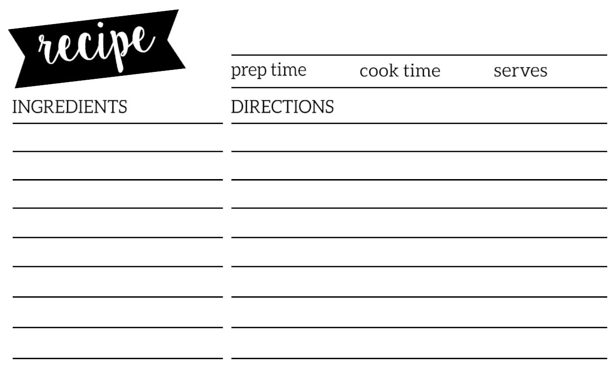 Free Recipe Card Template Printable - Paper Trail Design - Free Printable Recipe Templates