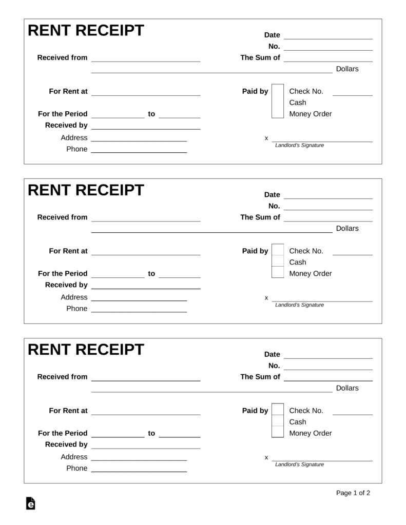 Free Printable Rent Receipt - Free Printable