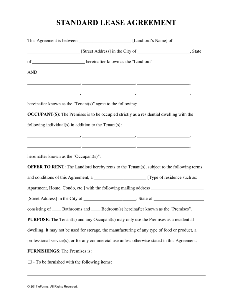 Free Rental Lease Agreement Templates - Residential &amp;amp; Commercial - Free Printable Lease Agreement