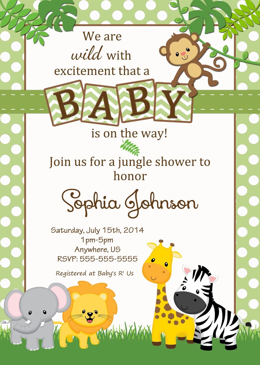 Free Printable Jungle Safari Baby Shower Invitations Free Printable