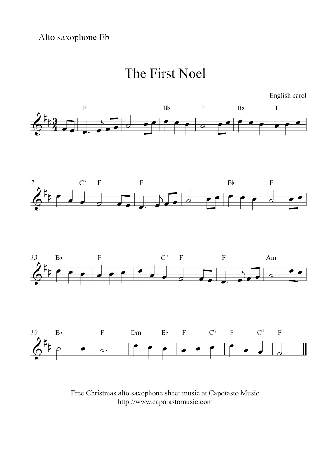 Free Sheet Music Scores: Alto Saxophone Christmas | Xmas Music - Free Printable Christmas Sheet Music For Clarinet