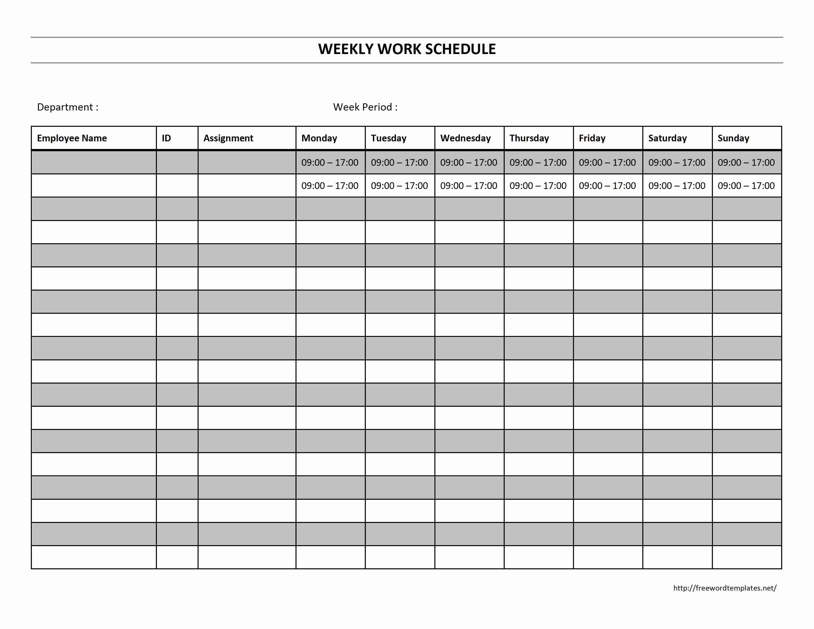Free Staff Schedule Template Weekly | Smorad - Free Printable Monthly Work Schedule Template