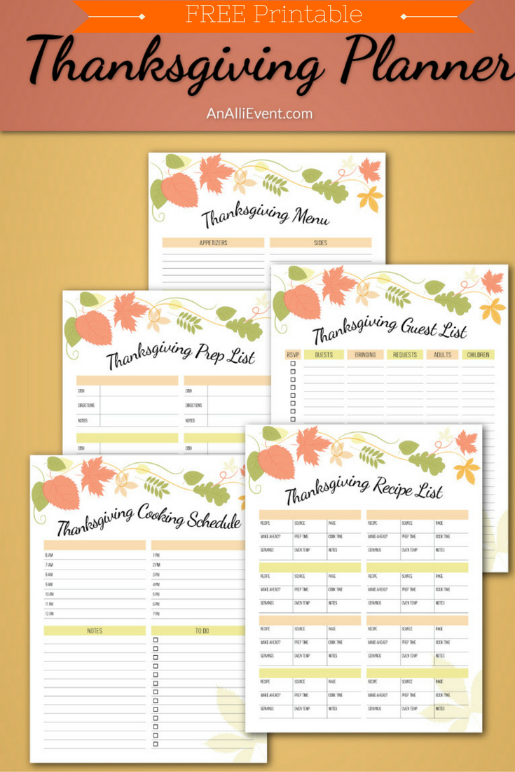 Free Thanksgiving Planner Printable - An Alli Event - Free Printable For Thanksgiving