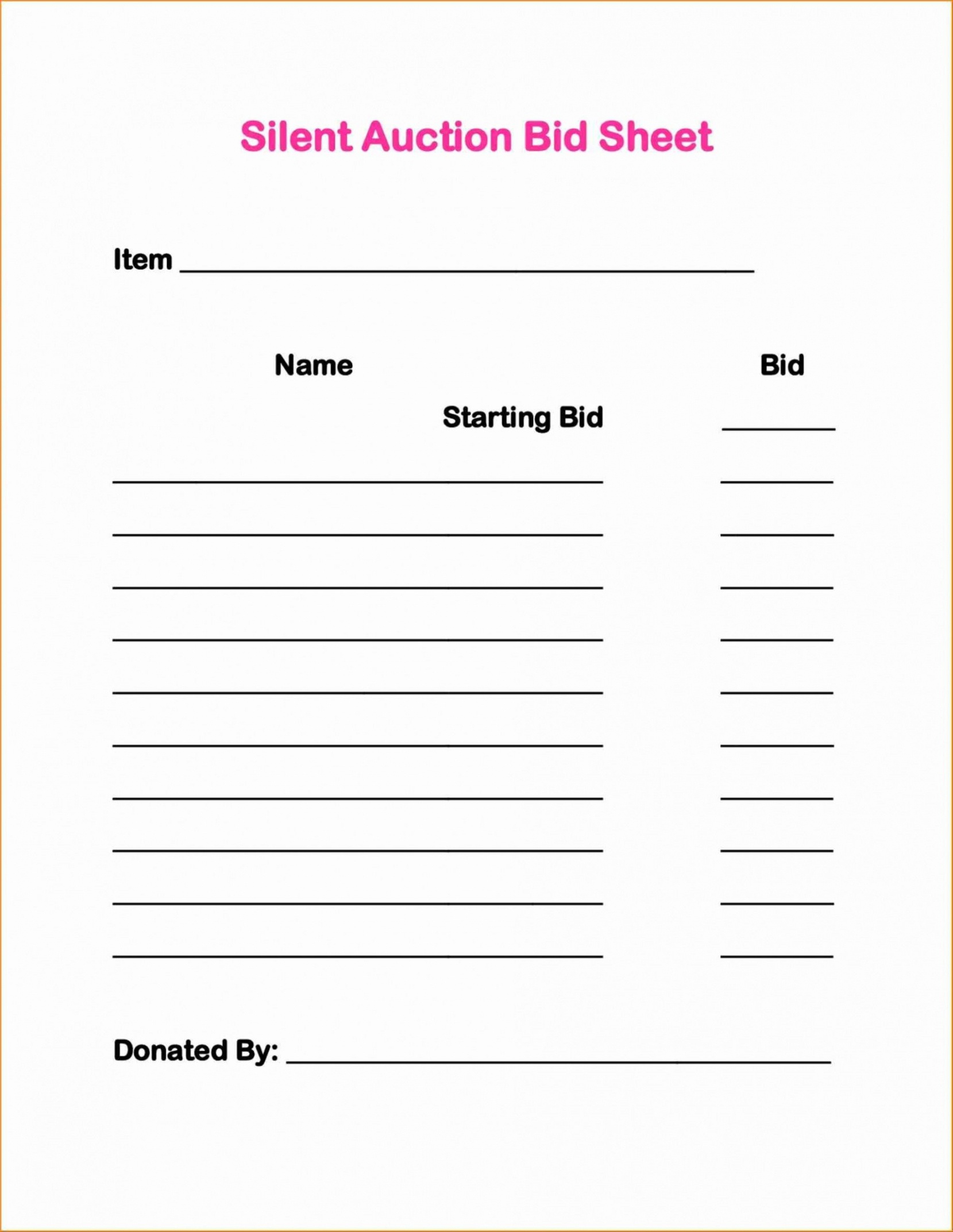 Free Unique Silent Auction Bid Sheet Template For Mac Sample Silent - Free Printable Silent Auction Bid Sheets