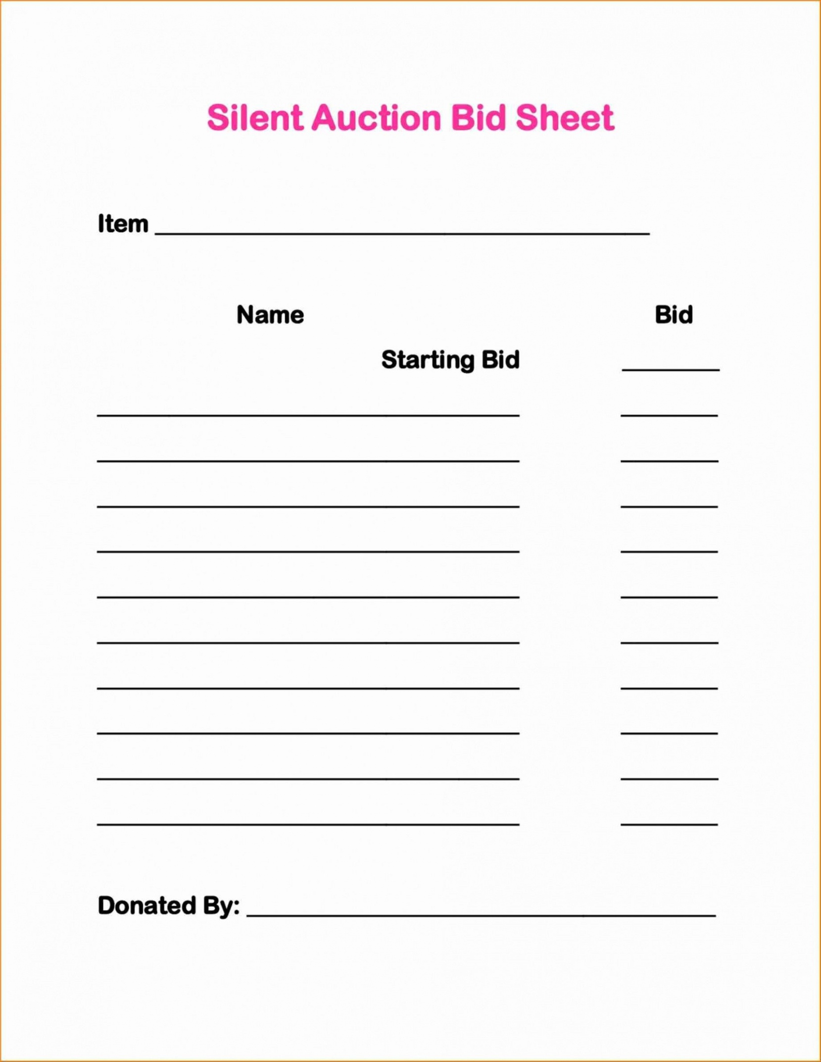 Free Printable Silent Auction Bid Sheets Free Printable