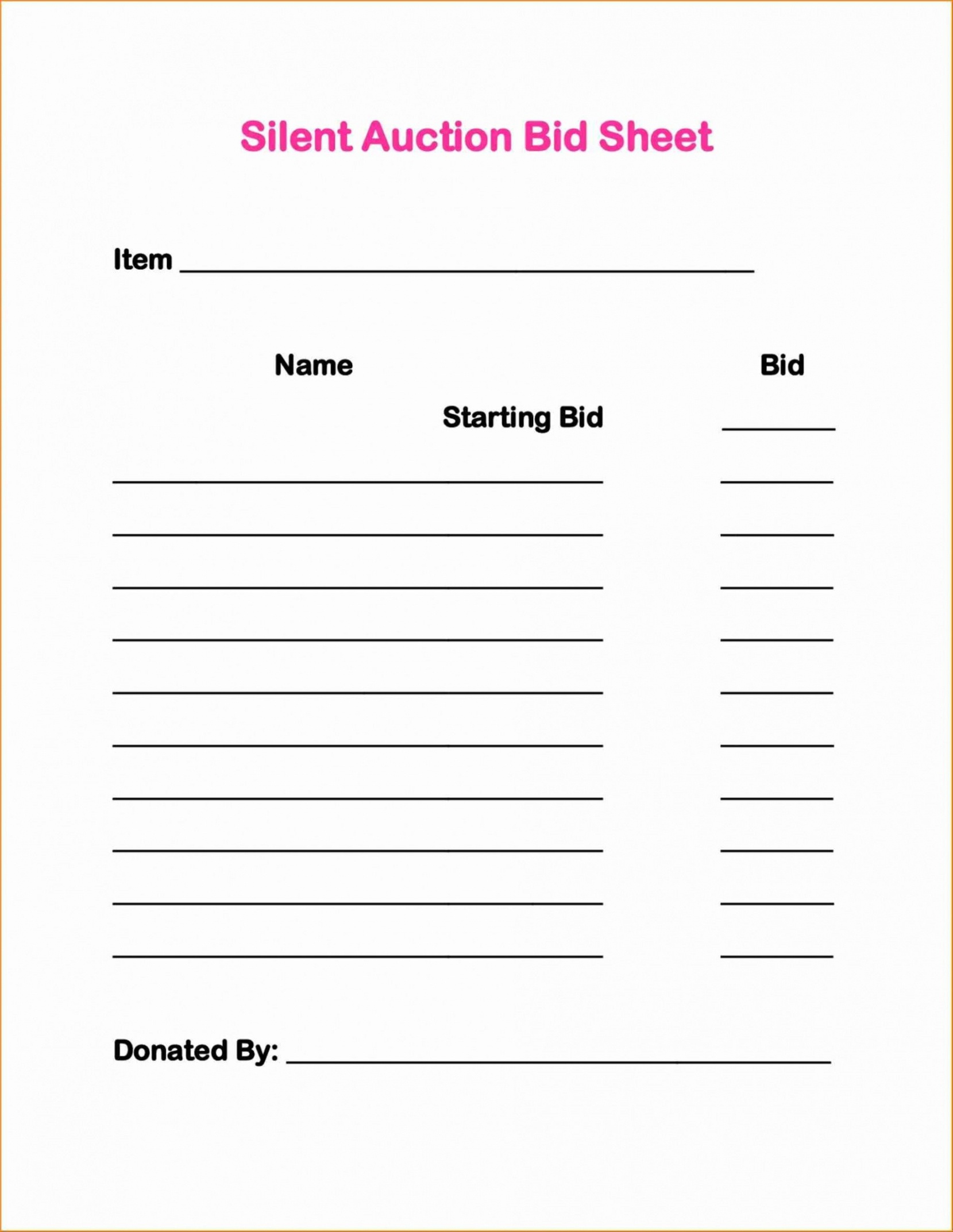 Silent Auction Template