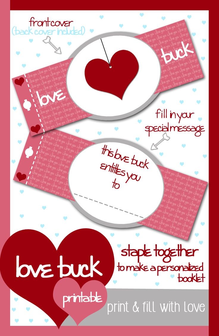 Free Valentine&amp;#039;s Day Printable &amp;quot;love Buck&amp;quot; Coupon Book | Diy - Free Printable Valentine Books