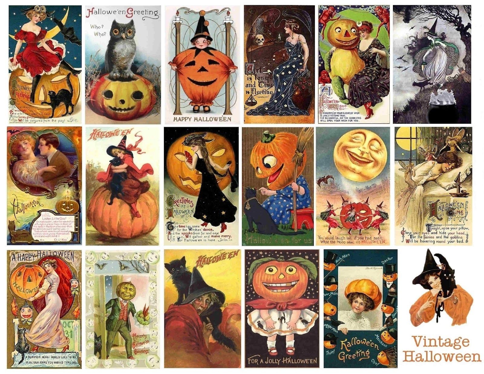 Free Vintage Printable - Halloween Collage Sheet {300 Dpi} | More - Free Printable Vintage Halloween Images