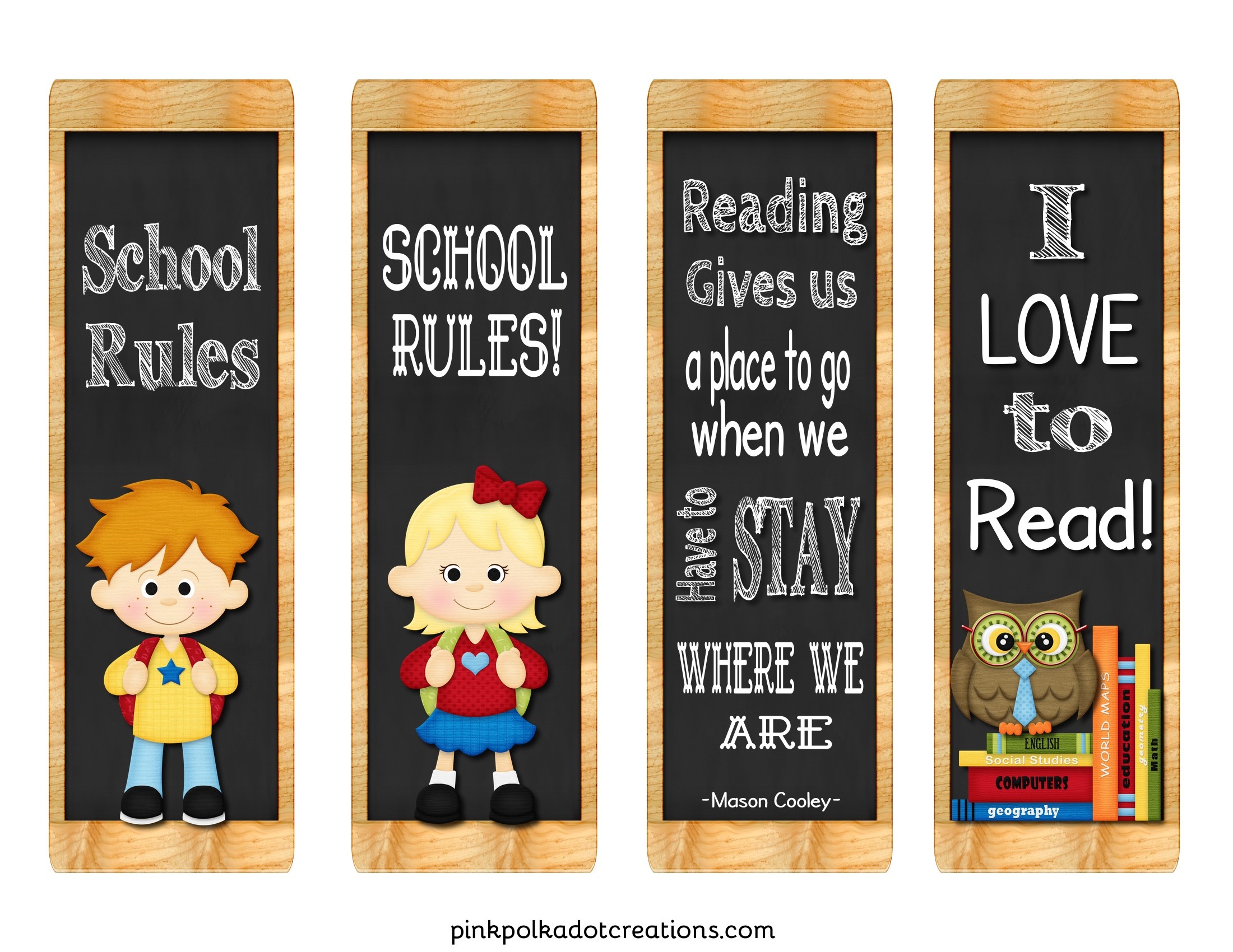 Freebie! Back To School Book Marks - Pink Polka Dot Creations - Free Printable Back To School Bookmarks