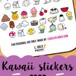 Freebie} Cute Food Stickers For Your Planner | Filofax | Food   Free Printable Kawaii Stickers