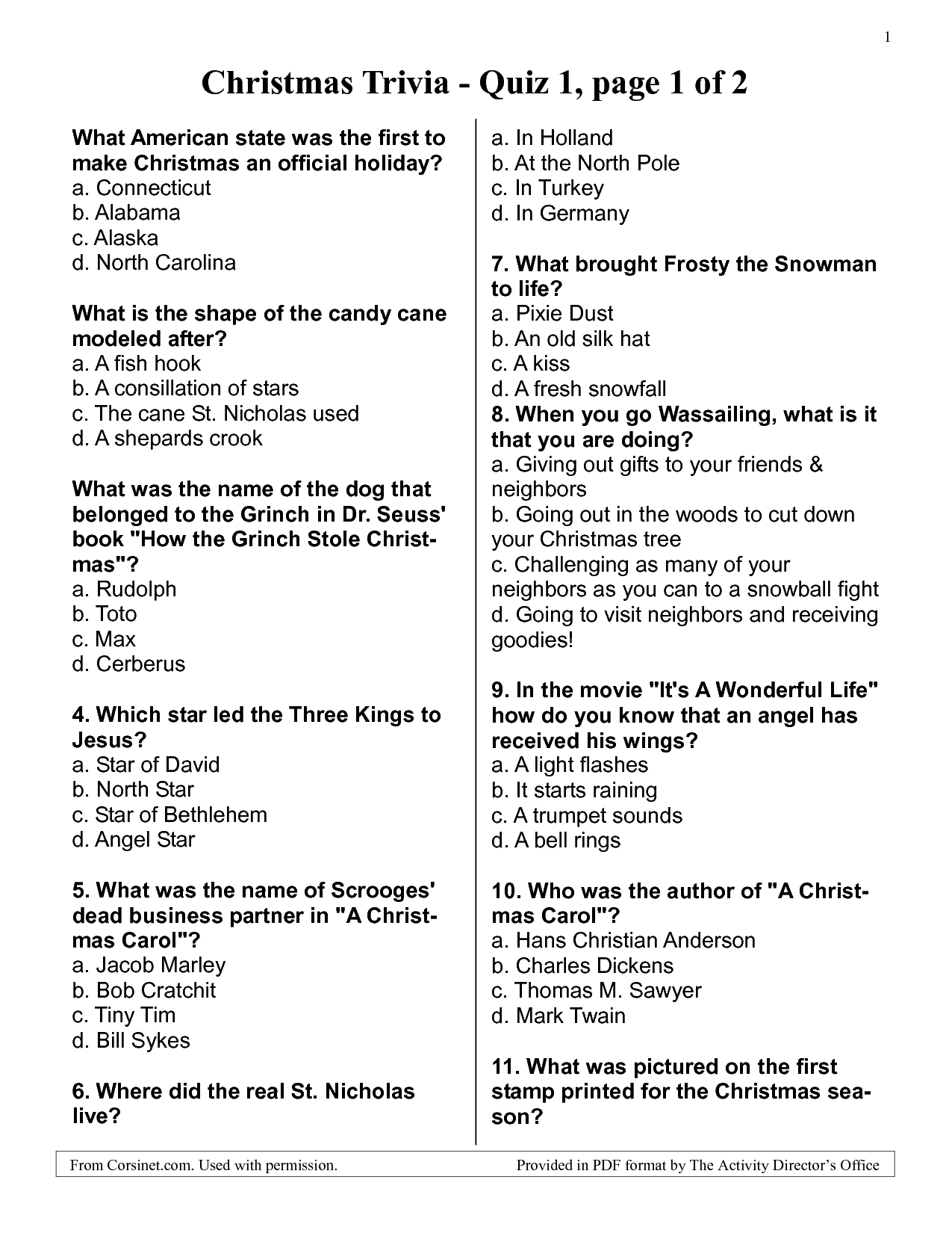 Free Printable Easy Christmas Trivia Questions And Answers Free Printable Trivia Questions And 
