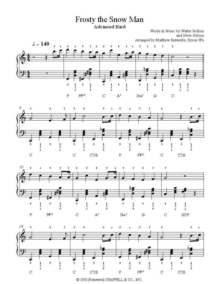 Free Printable Frosty The Snowman Sheet Music