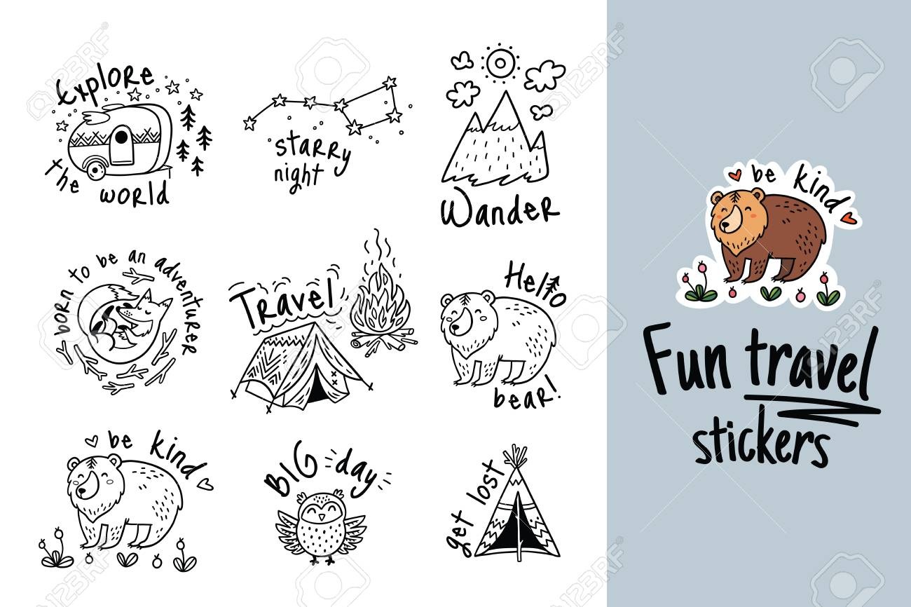 Fun Travel Stickers And Patches For Big Adventures In Ink Style - Free Printable Travel Stickers