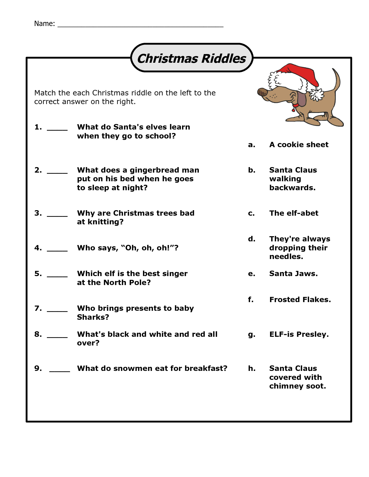 Free Printable Christmas Riddles