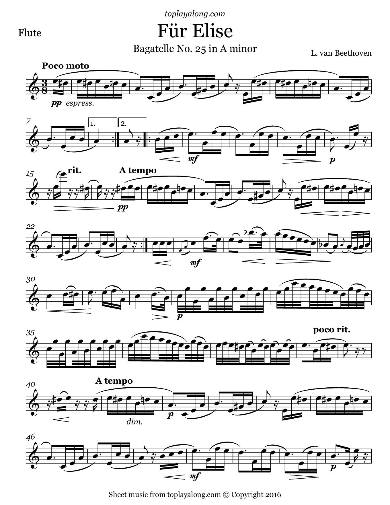 Für Elise – Toplayalong - Free Printable Piano Sheet Music Fur Elise