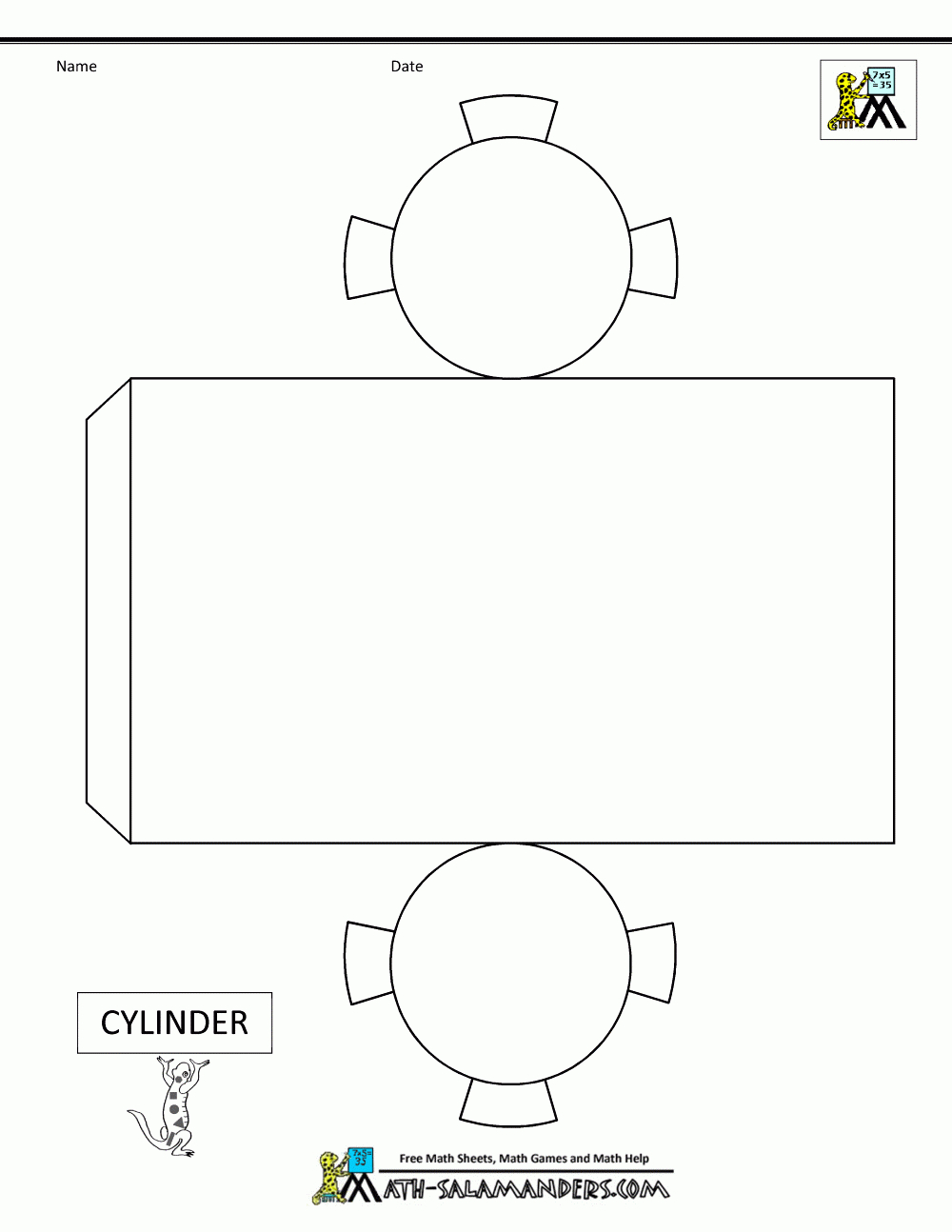 Geometry Nets Cylinder Net Tabs | Mathematics | 3D Geometric Shapes - Free Shape Templates Printable