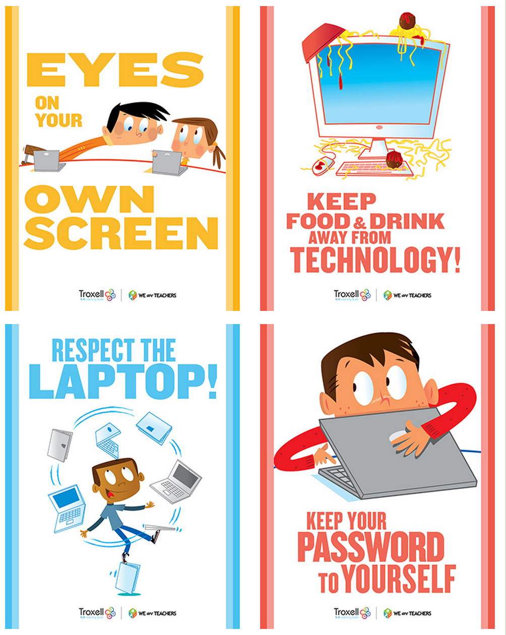 Get Our Free Poster Set: Classroom Tech Rules | Computer | Classroom - Free Printable Computer Lab Posters