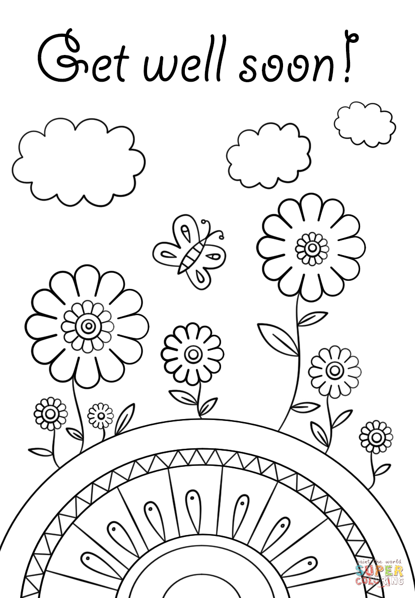 Get Well Soon Coloring Card Printable Free