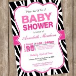 Girl Baby Shower Invitation Hot Pink And Black Zebra Baby | Etsy   Free Printable Zebra Baby Shower Invitations