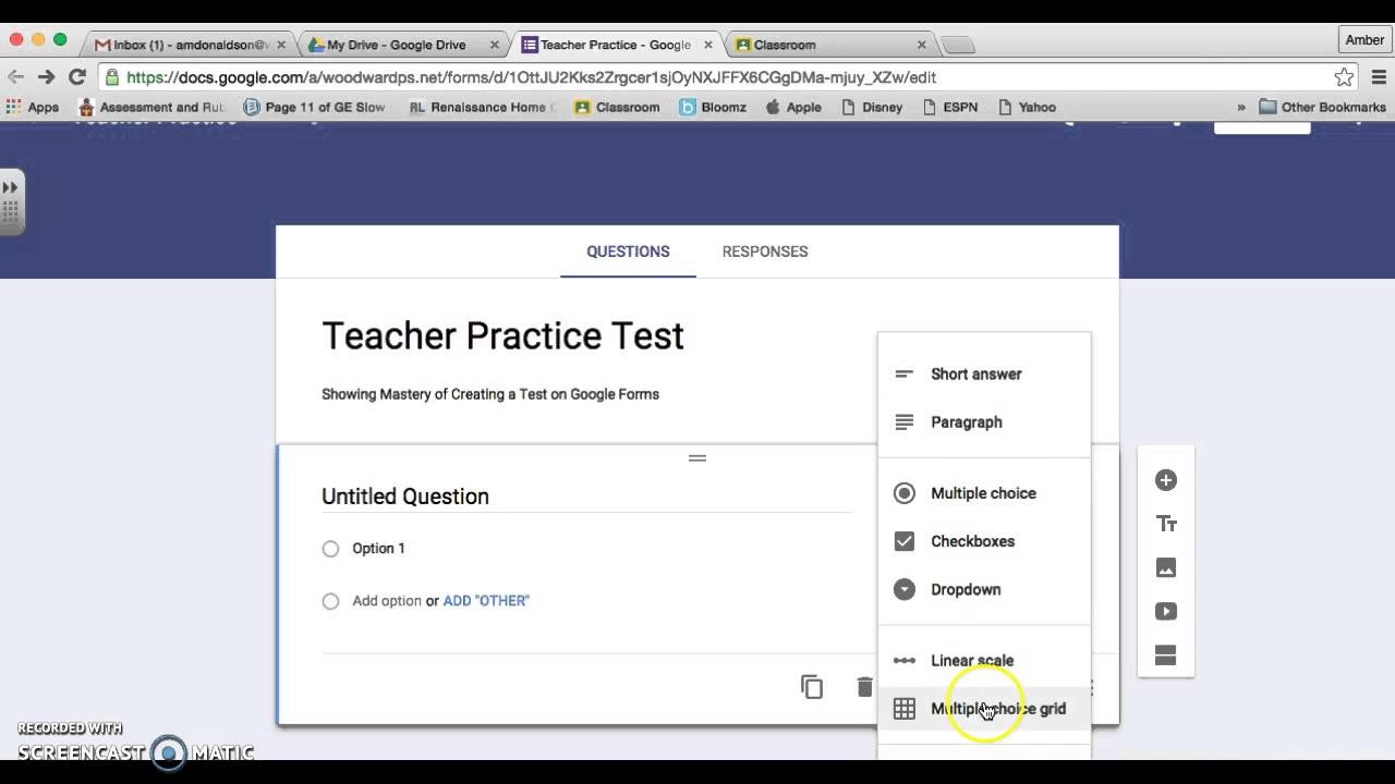 Google Classroom: Creating A Test - Youtube - Free Printable Test Maker