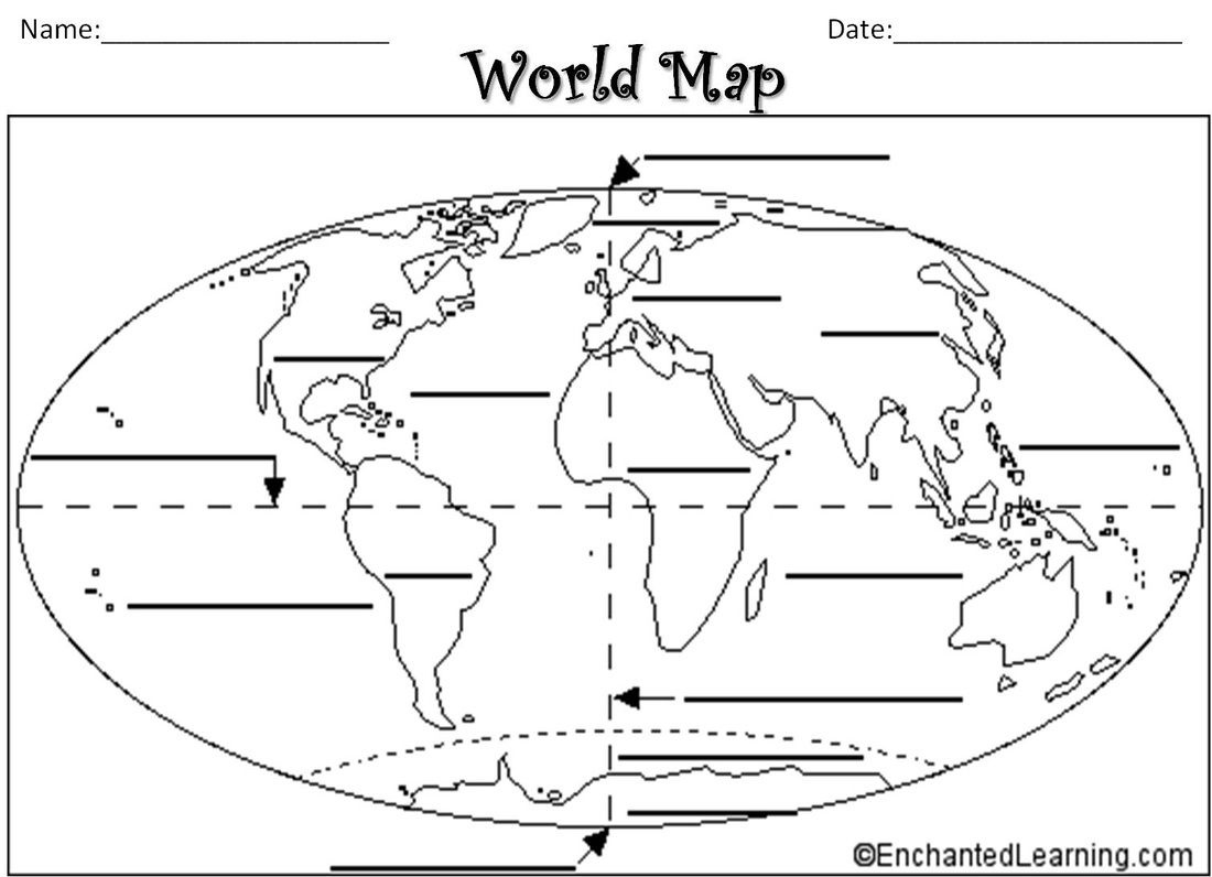 Grade Level: 2Nd Grade Objectives: -Students Will Recognize That - Free Printable Map Of Continents And Oceans
