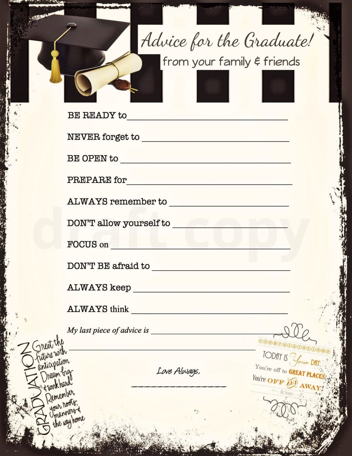 Graduation Advice Cards Instant Download31Flavorsofdesign - Free Printable Graduation Advice Cards