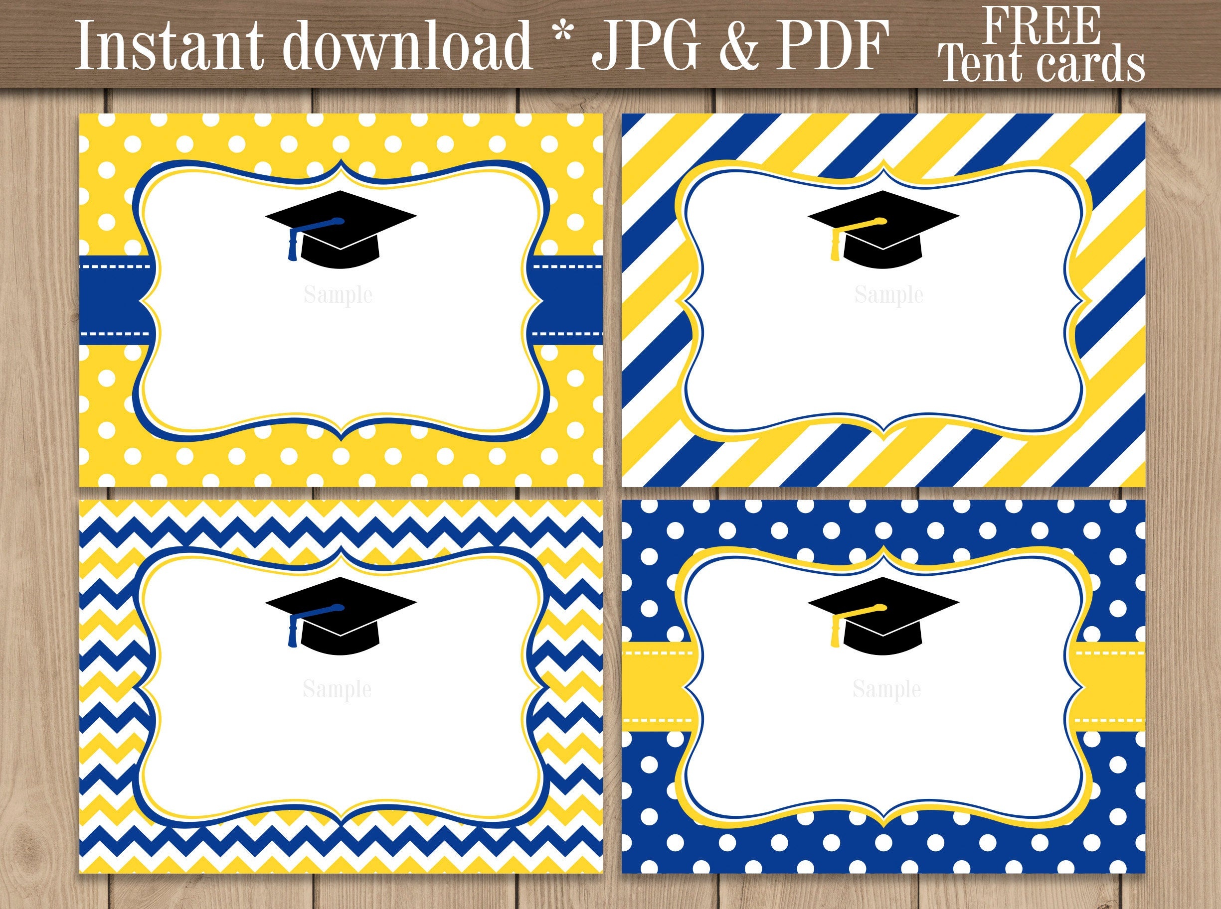 Graduation Food Labels. Blue And Yellow Graduation Candy | Etsy - Free Printable Buffet Food Labels