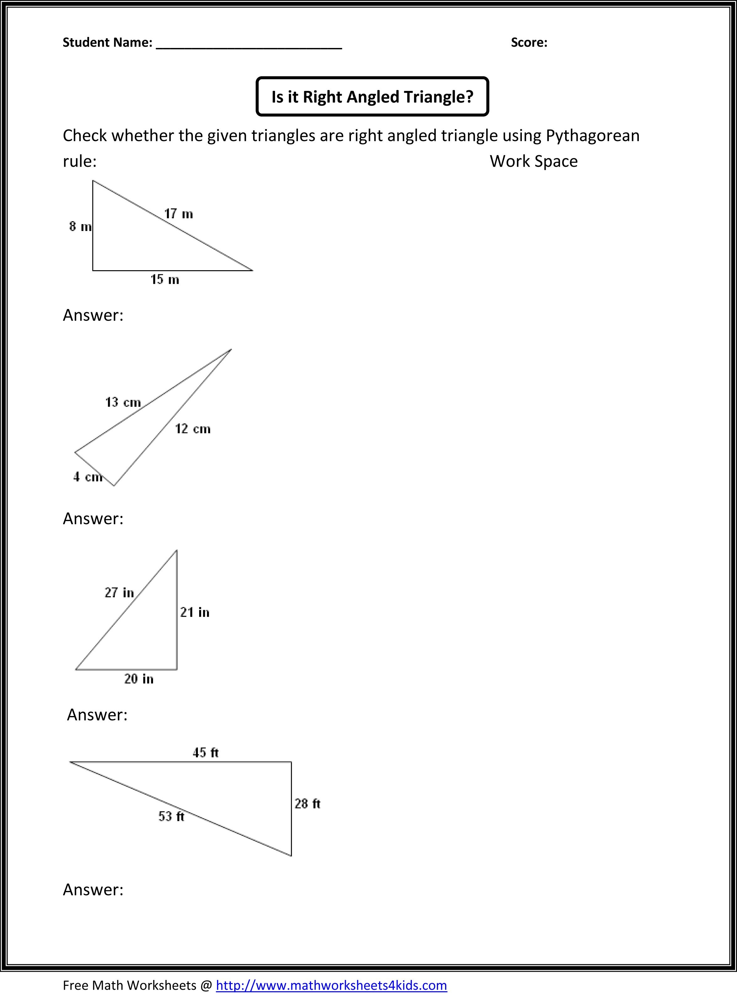 Great Site With Lots Of Eighth Grade Topics | Worksheets | 8Th Grade - Free Printable Pythagorean Theorem Worksheets