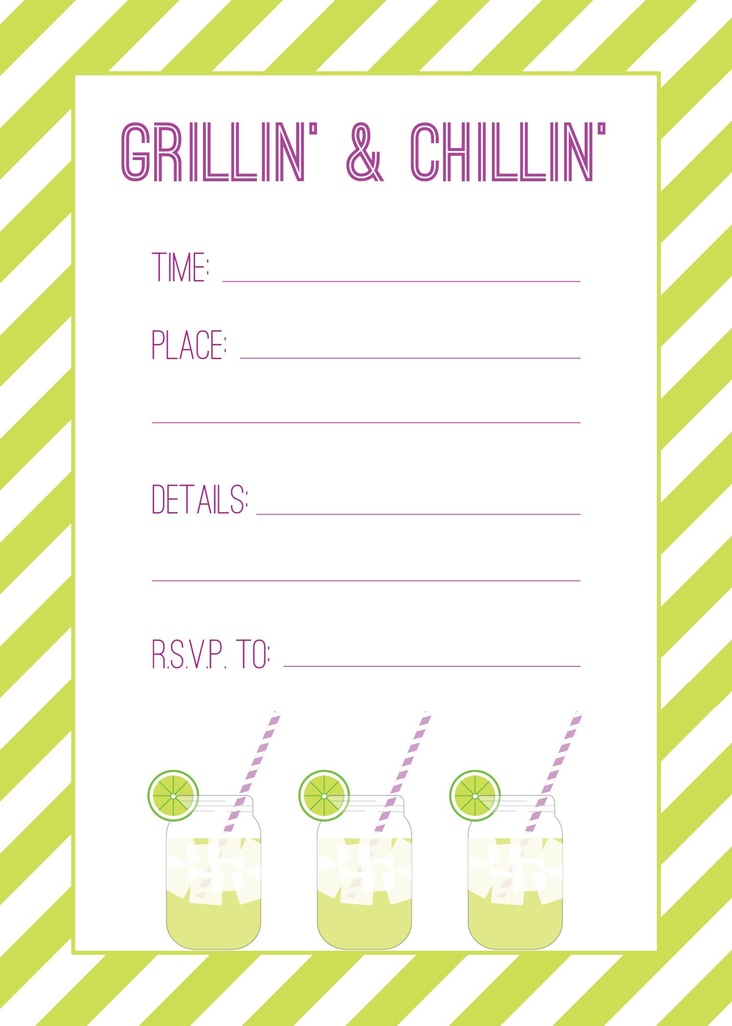 Grillin&amp;#039; &amp;amp; Chillin&amp;#039; – Free Printable Cook-Out Invitations - Free Printable Cookout Invitations