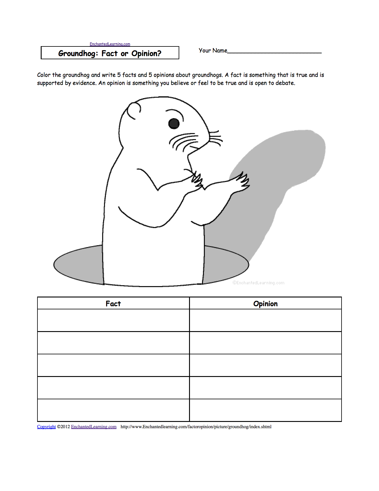Groundhog Day Weather-Related Activities At Enchantedlearning - Free Printable Groundhog Day Reading Comprehension Worksheets