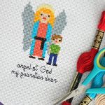 Guardian Angel Free Cross Stitch Pattern | Catholic Sprouts   Free Printable Cross Stitch Patterns Angels